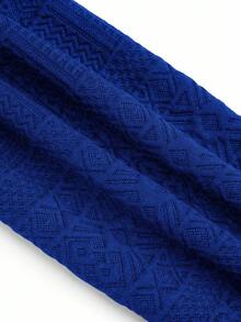 GlowEve Textured Fabric Zip-Up Casual Motorcycle Jacket With Lapel Collar - Royal Blue - View 6