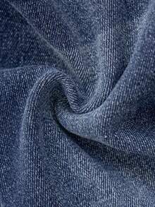 SHEIN 男婴基本款深蓝色牛仔保暖内衬弹力修身裤，秋冬季