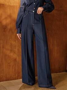 Anewsta 优雅高腰直筒女裤，适合通勤、秋季、冬季、新年、优雅、时尚、别致、圣诞节、外出等场合