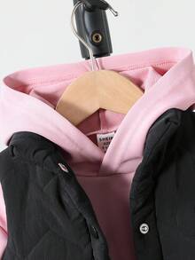 3pcs/Set 6Months-3Years Baby Fall And Winter For Girl Casual Style Suit,Padded Vest &Printing Top&Long Pants - Pink - View 4