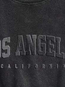 Attitoon Áo thun họa tiết Los Angeles 3D cỡ lớn, thiết kế tối giản, giản dị, vải dệt kim màu đen in họa tiết nhung, phù hợp cho mùa hè, mùa thể thao, trở lại trường, 62% cotton - Nhiều màu - Xem 3