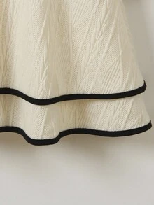 1 chiếc váy dệt kim jacquard dài tay cổ tròn màu mơ tối giản cho bé gái, thời trang & thanh lịch đa năng, thích hợp cho bé gái từ 4-7 tuổi mặc ngoài trời, chụp ảnh, v.v. - Màu be - Xem 10