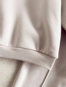 PrepCrw Young Boy Casual College Style Letter Print Hoodie And Elastic Waist Sweatpants Set, Autumn/Winter Fall - Khaki - View 5