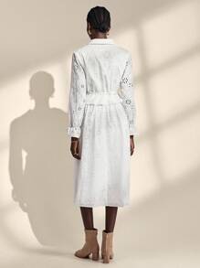 Almamuse Women's Elegant Embroidered Long Sleeve Cardigan And Skirt White 2-Piece Set Fall Cloth For Women - White - View 2