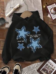 Tween Boy Casual Cartoon Pattern Loose Fit Long Sleeve Sweatshirt, Suitable For Autumn/Winter Fall - Black - View 6