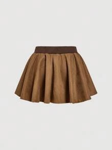 SHEIN MOD Camel Color Contrast Waist Low-Waist Shorts, Retro Shorts Skort, Back To School,Boho,Bohemian Clothes For Women,Boho Short - Camel - View 3