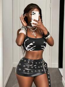 BamGleam 万圣节女式背心和吊带背心 - 黑色 - 查看 4