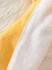 SHEIN Baby Autumn/Winter Plush Thickened Hooded Romper, Cute Duck Design Outerwear Fall