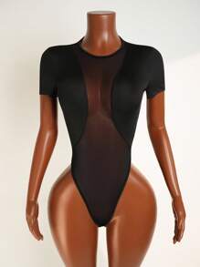 Mistrie Mujer Body Transparente Con Remiendo De Malla - Negro - Ver 1