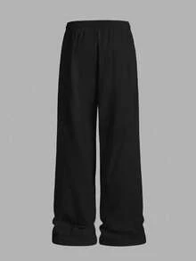 EASEVO Pantalones largos holgados de corte slim para hombres de talla grande, para el otoño - Negro - Ver 2