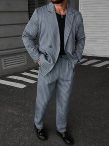 Calvornis 男士休闲商务两件套西装、西装外套和裤子，简约时尚休闲日常穿着婚礼舞会西装，适合情人节周年纪念日等场合，是送给男朋友或丈夫的绝佳礼物，老钱 - 灰色 - 查看 7