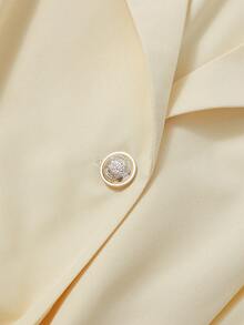 GlowEve Women's Elegant Collared Flared Hem Pleated A-Line Midi Dress, Waist Cinched, Long Sleeve, Casual/Work Wear, Light Yellow Fall Cloth For Women