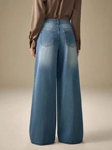 Selenza Jeans casuales de pierna recta con adornos de strass elegantes - Azul - Ver 2