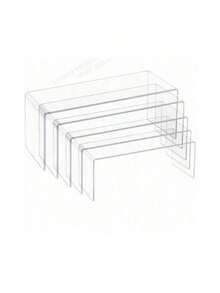 SHEIN 5PCS Clear Acrylic Jewelry Display Stand For Rings, Earrings, Necklaces | Versatile Candy Showcase Organizer | Action Figure Display Rack For Collectibles | Durable Mini Shelf For Retail, Boutique, Home Decor | Modern Transparent Storage Rack - Clear - View 2