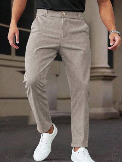 Calvornis Pantaloni da tailleur casual da uomo a righe tessuti