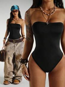 StreetHx Streetwear Women's Sleeveless Bandeau Bodysuit, Summer
