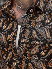 Manfinity CasualCool 男士复古休闲佩斯利图案长袖秋季衬衫，百搭秋季外出衬衫，全印花休闲街头风格男士长袖衬衫，适合日常穿着，2025新款秋季衬衫适合通勤、休闲约会、商务等各种场合。这是一款适合秋季外出的长袖上衣，适合秋季 - 彩色 - 查看 4