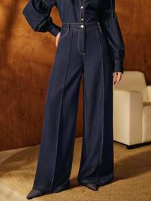 Anewsta 优雅高腰直筒女裤，适合通勤、秋季、冬季、新年、优雅、时尚、别致、圣诞节、外出等场合