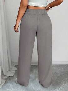 SHEIN Tall CURVE Pantalones rectos de cintura alta de estilo casual para mujer de talla grande