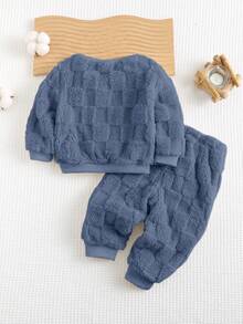 Cozy Pixies Bộ 2 quần jogger cổ tròn in hình gấu dễ thương cho bé trai - Màu xanh bụi bặm - Xem 2