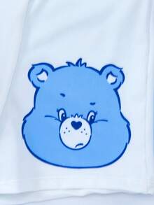 SHEIN X Care Bears 3pcs Men's Cute Cartoon Bear Print Contrast Tape Waist Comfortable Boxer Briefs,Basic Casual Boxer Brief, Men Boxers Pack,Black,Blue,White, Cartoon Underwear - Blue - View 3