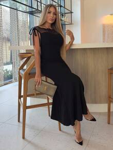 Cioccolato 女士系带优雅修身连衣裙