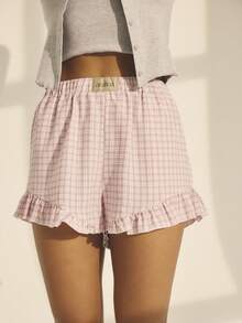 Aralina Pantalones cortos con cintura alta y volantes, estilo vintage Y2K, perfectos para el otoño, el verano, las vacaciones en la playa y el aeropuerto