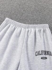 SHEIN Set da 3 pantaloni della tuta lavorati a maglia con coulisse, stile casual scolastico con stampa a lettere, per ragazzi pre-adolescenti, multicolore