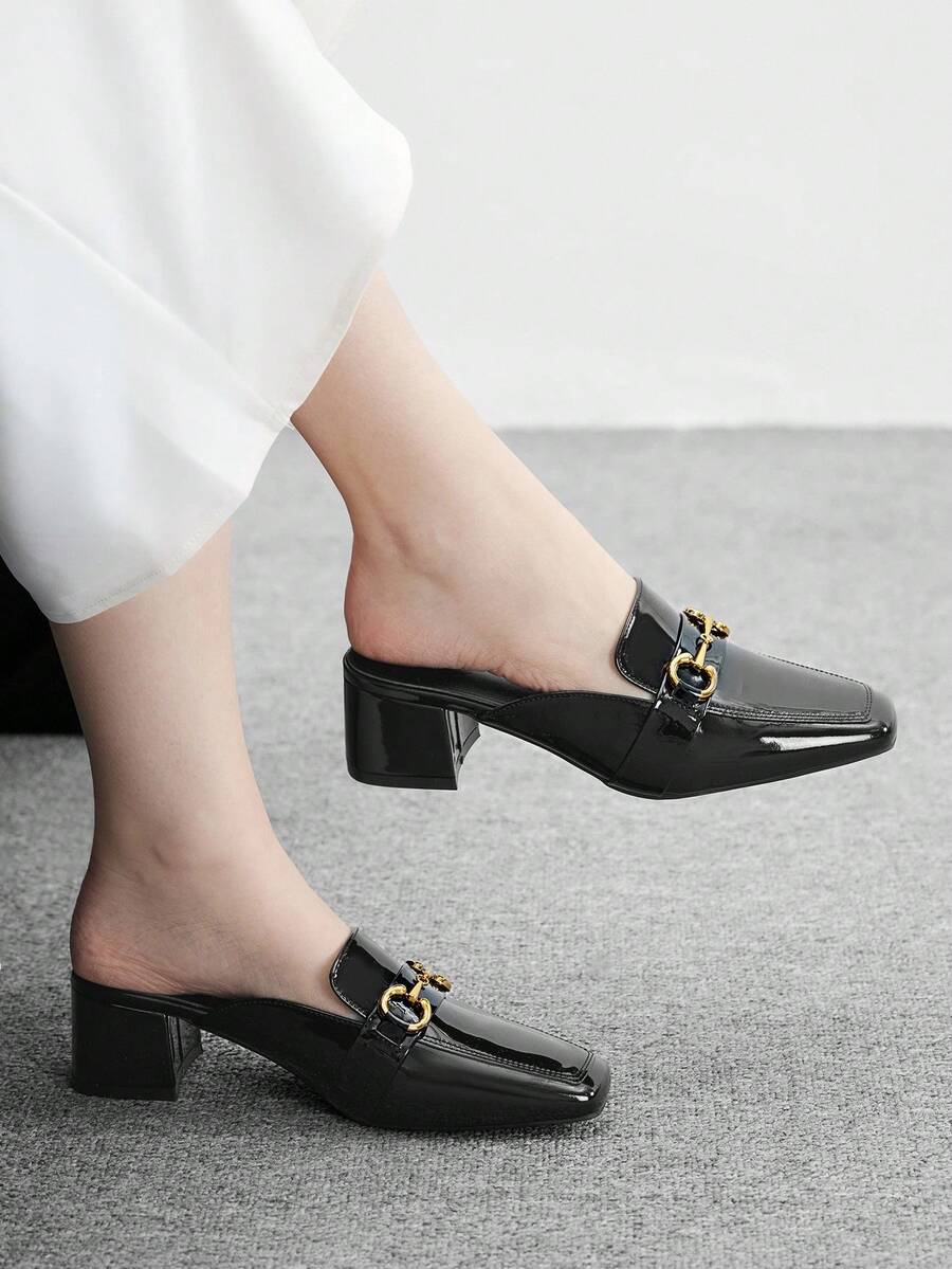 CUCCOO BIZCHIC Giày bệt hở gót cổ điển dành cho nữ, màu đen - màu đen - Xem 1