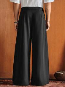 SWAVVY Pantalones de traje de pierna ancha de unicolor de moda para hombres