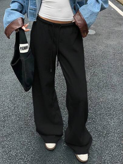 Muchica Women's Casual Loose Front Tie Sweatpants, Suitable For Everyday Wear And Back To School Season, Autumn/Winter Women's Sportswear,Fall