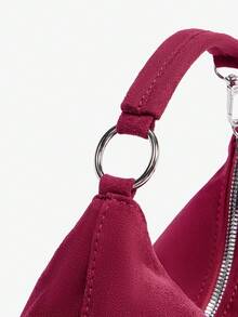 Maija 女士时尚休闲流苏手提包 - 酒紅色 - 查看 5