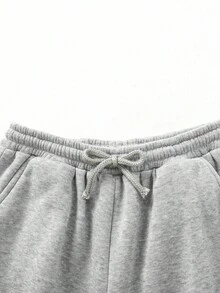 SHEIN 青少年女孩两件套：带口袋的休闲拉链连帽夹克和宽松直筒裤，适合周末、休闲外出、返校 - 淺灰色 - 查看 11