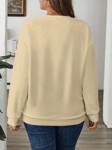 EMERY ROSE Sweatshirt Pullover Wanita Ukuran Besar Motif Halloween Kasual Longgar Kerah Bulat Lengan Panjang Musim Dingin Musim Gugur - MultiWarna - View 2