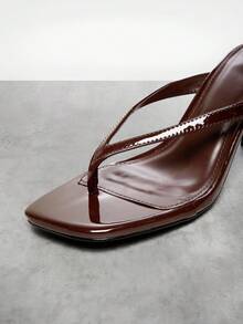 SHUZIA Dép xỏ ngón đế cao thời trang nữ đa năng hàng ngày - Màu nâu Sô-cô-la - Xem 6