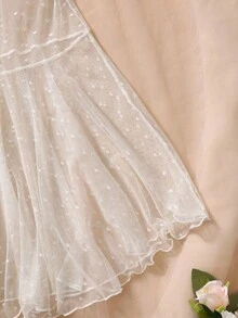 Semi-Transparent Mesh Spaghetti Strap Sexy Nightgown For Women, Going Out  Cozy And Elegant Details - White - View 5