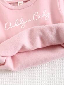 Cozy Pixies 2件套女婴心形图案针织柔软圆领长袖运动衫和裤子套装 - 粉色 - 查看 7