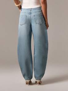 AiiRZ Quần jeans ống rộng cạp cao, dáng rộng, lấy cảm hứng từ phong cách cổ điển, quần denim thường ngày cổ điển, rộng thùng thình, vừa vặn quanh năm, là trang phục thiết yếu cho tủ đồ của bạn - Màu xanh lam - Xem 2