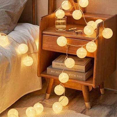 1pc 1.5/3m Home Decor Enchanting Plastic Wire Ball  Led Fairy Light, Battery Powered Indoor Room Wall Decoration Spherical String Light, Creating A Comfortable Atmosphere, Suitable For Bedroom Decor, Valentine's Day Decor, Wedding Decor, And Christmas Tree Decorations Lights