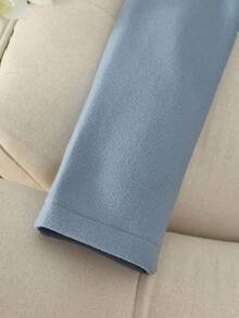 SHEIN Franclia 女士休闲通勤时尚优雅百搭修身宽松长袖外套，秋冬款 - 霧霾藍 - 查看 3