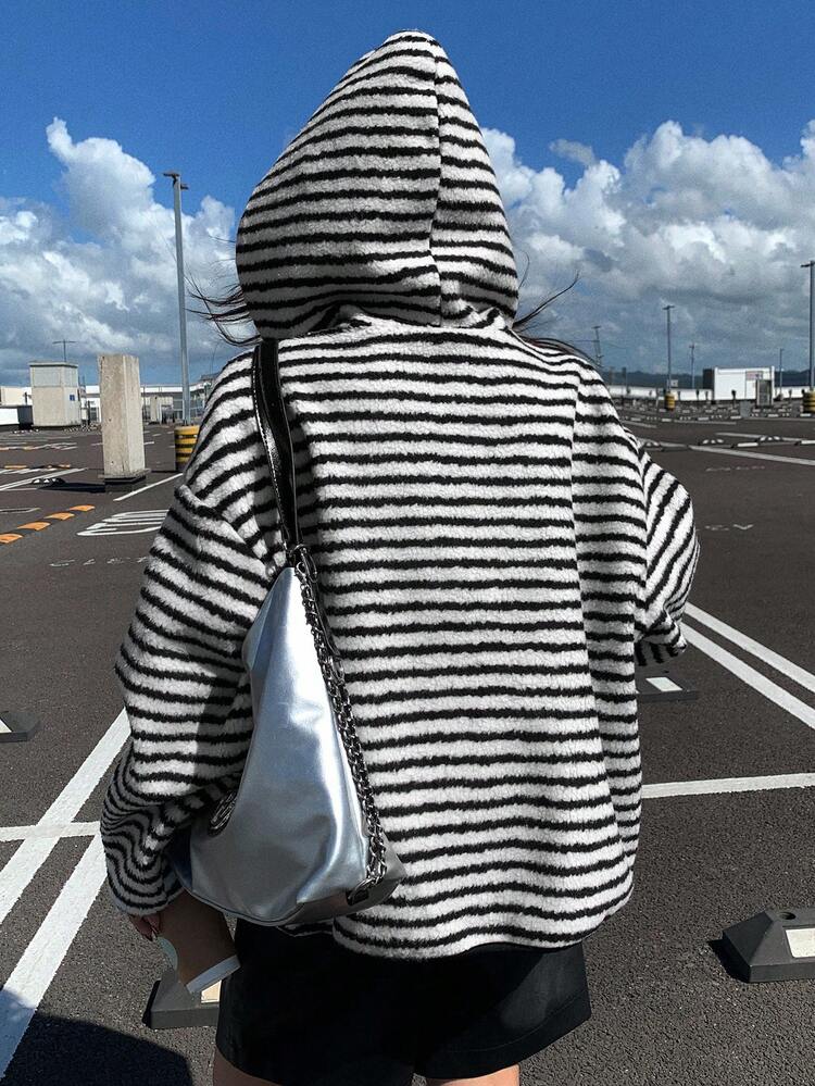Women's Striped Casual Hoodie Sweatshirt, Autumn