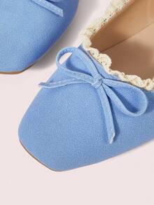 CUCCOO DOLLMOD Women's Casual Versatile Lace Trim Flat Loafers - Blue - View 6