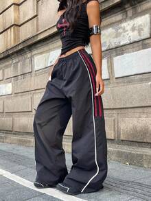 Coolane Women's Fall Streetwear Vintage Concert Rave Festival Going Out Renaissance Fair Clubs Y2K Color-Blocked Wide Leg Pants