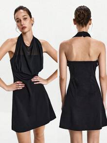 SHEIN LUNE Halloween Women Short Dresses - Black - View 1