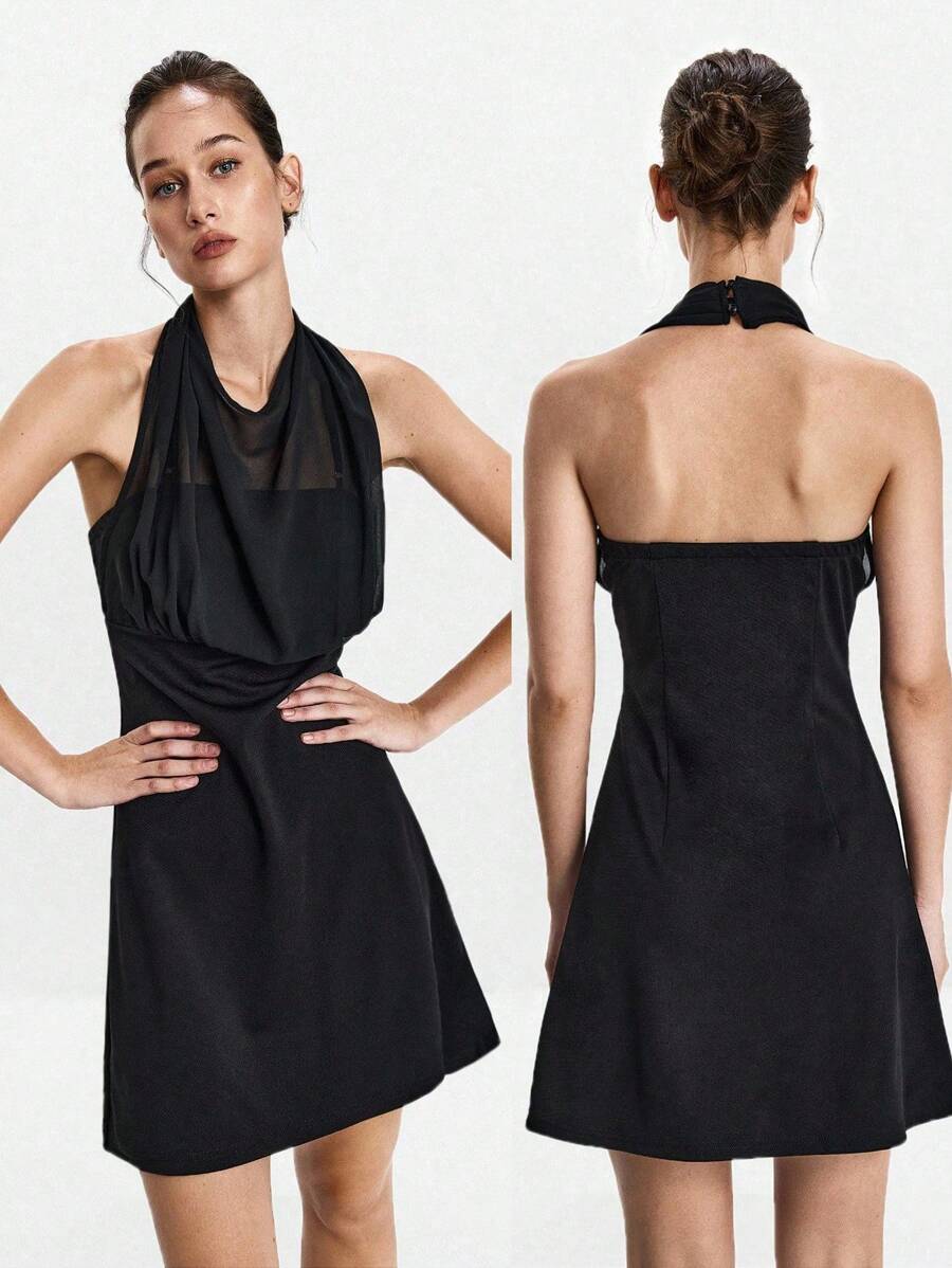 SHEIN LUNE Halloween Women Short Dresses - Black - View 1