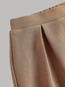 SHEIN Girlism 少女衬衫套装 拼布双排扣翻领衬衫和纯色裤子 休闲套装 棕色套装 全套服装 棕色背心套装 女士套装 休闲正装 - 駝色 - 查看 7