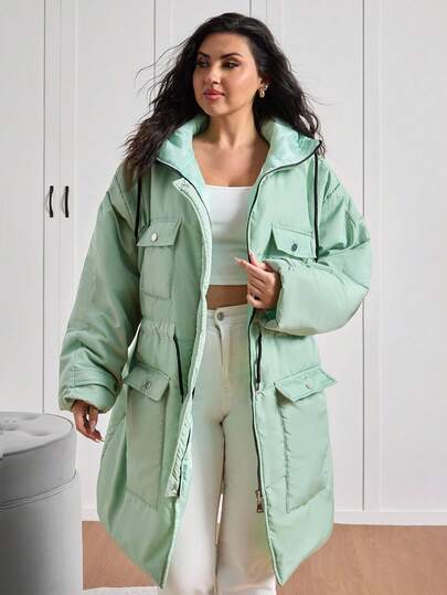 EURMUSE Big Pocket Detailed Plus Size Winter Coat