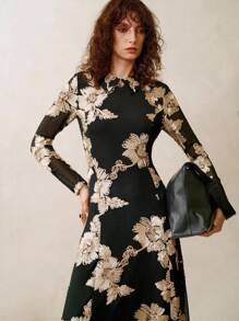 Arave Women's Casual Floral Print Dress, Autumn Fall Cloth For Women - Black - View 5