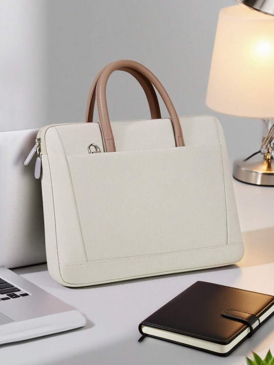 1pc Shoulder Portable Laptop Bag Conference Waterproof Portable Briefcase Back To School - Multicolor - View 1