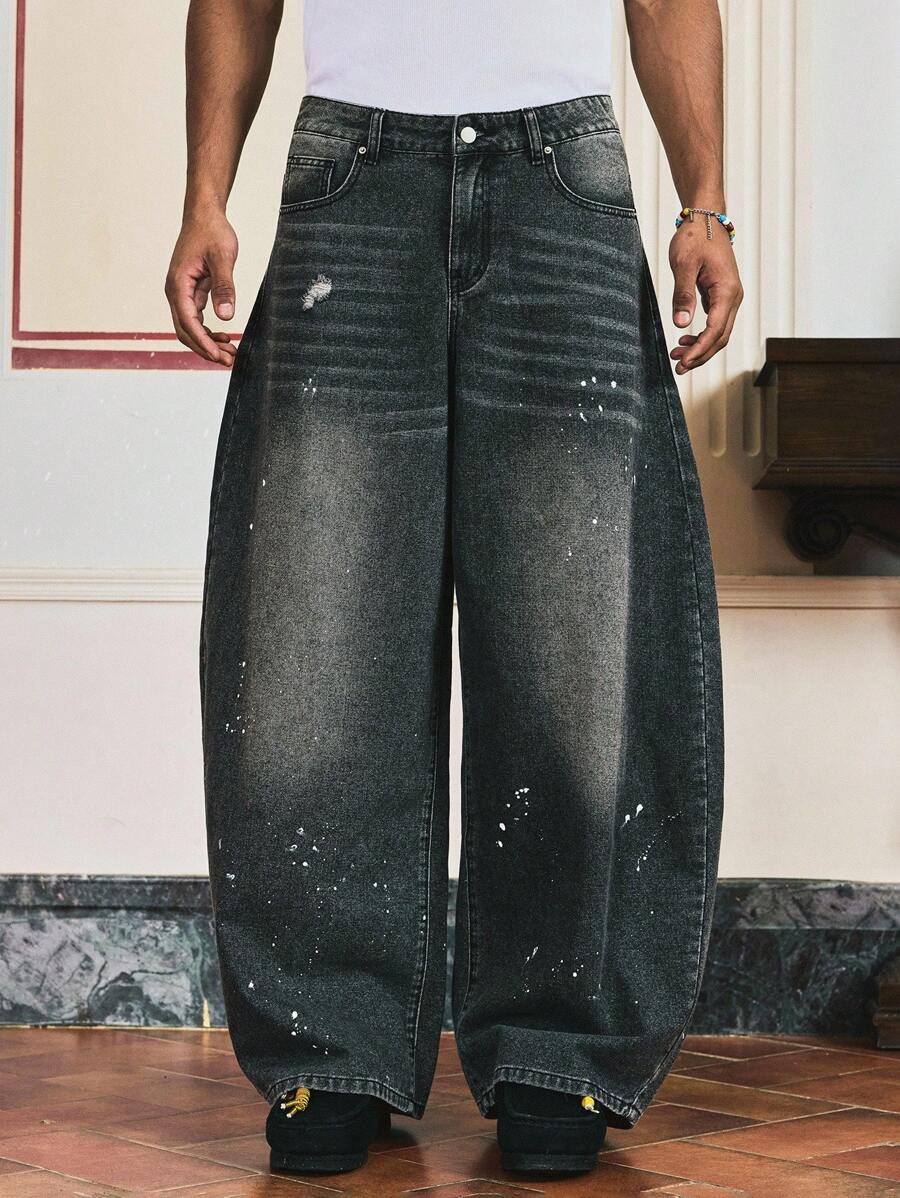 SWAVVY Grey Loose Distressed Casual Versatile Denim Pants For Men - Grey - View 1